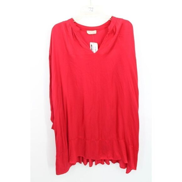 Sofia Amila V-neck Long Sleeve Tunic Red Made In Italy OS NWT - Picture 1 of 7